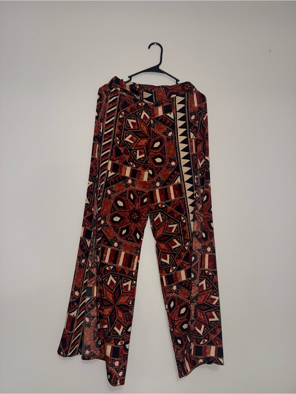 H&M Rust and Black Geometric Wide-Leg Pants